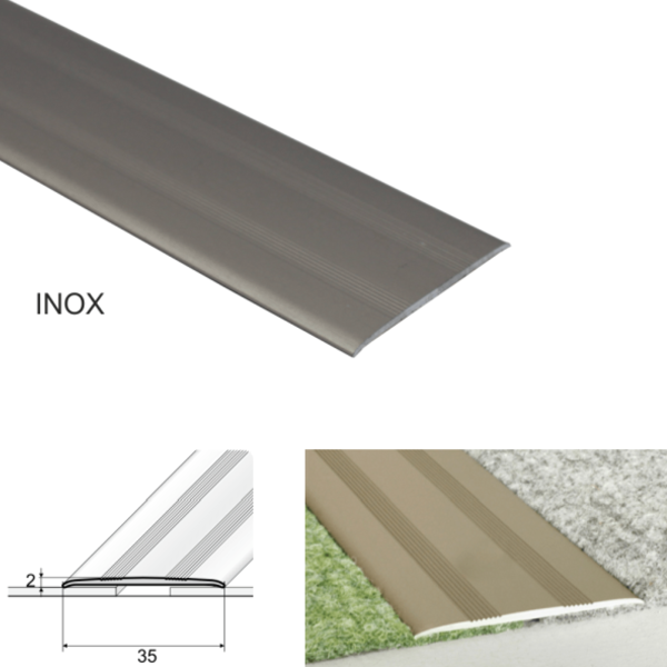 35mm Wide Self-Adhesive Flat Aluminium Floor Trim for Doorways