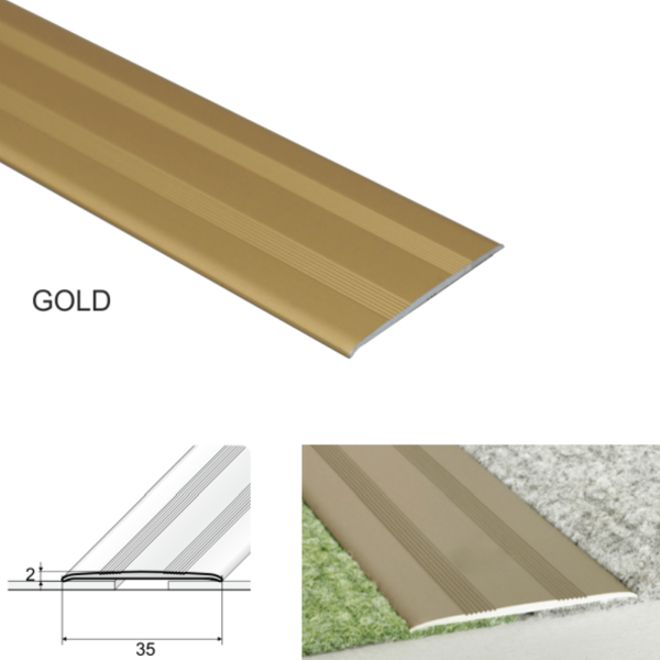 35mm Wide Self-Adhesive Flat Aluminium Floor Trim for Doorways