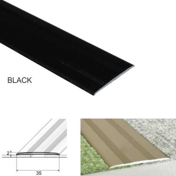 35mm Wide Self-Adhesive Flat Aluminium Floor Trim for Doorways