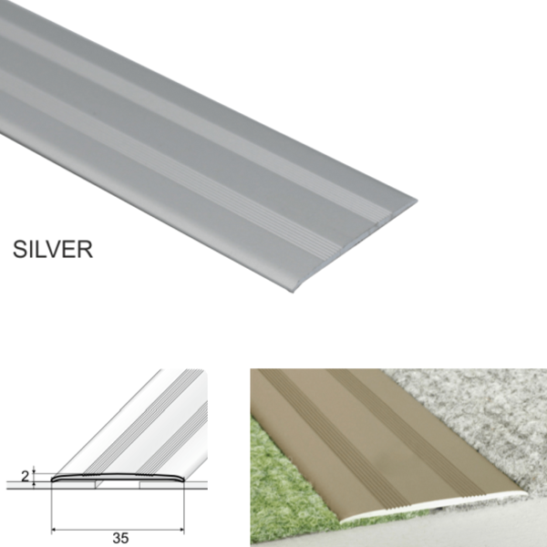 35mm Wide Self-Adhesive Flat Aluminium Floor Trim for Doorways