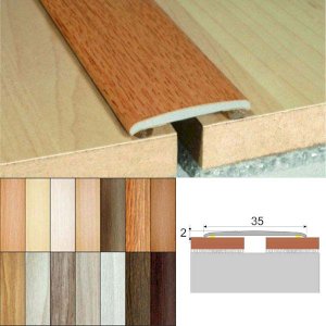 35mm Wide Flat Self Adhesive Aluminium Wood Finish Door Thresholds 