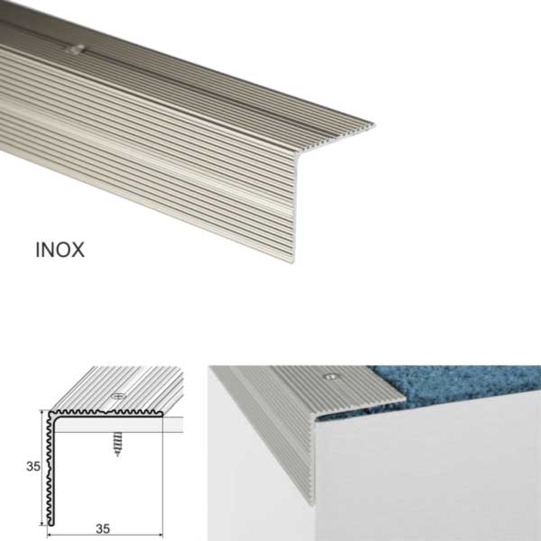 35mm x35mm Ribbed Stairs Nosing For Wooden Stair Treads Screw Fix Non Slip