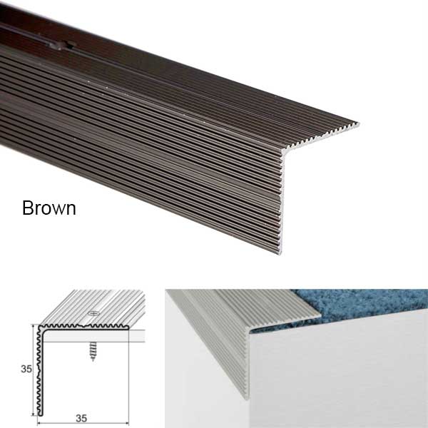 35mm x35mm Ribbed Stairs Nosing For Wooden Stair Treads Screw Fix Non Slip