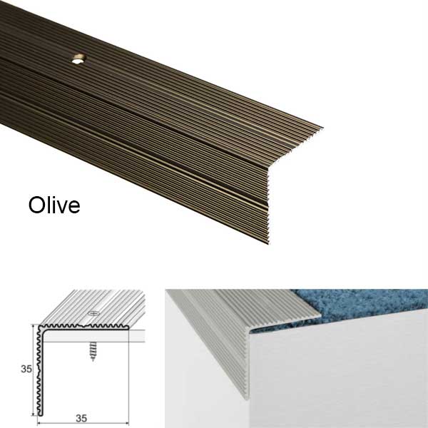 35mm x35mm Ribbed Stairs Nosing For Wooden Stair Treads Screw Fix Non Slip
