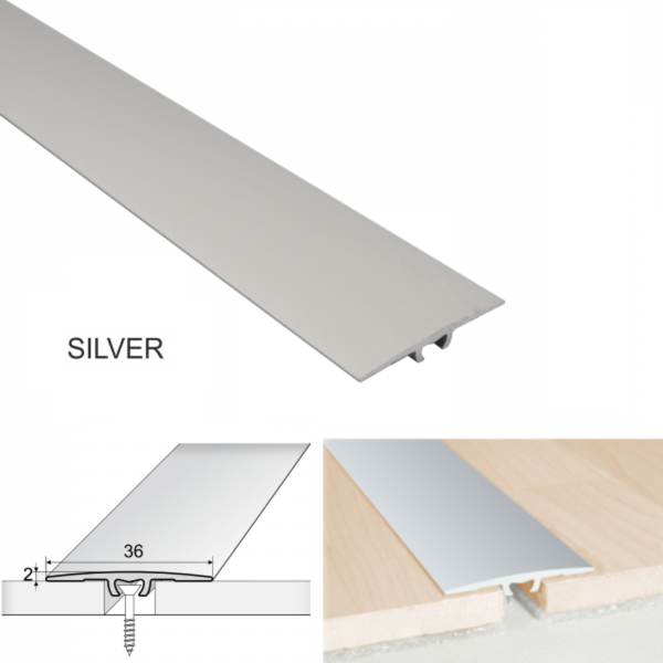 36mm Aluminium Door Threshold for Luxury Click Vinyl Flooring