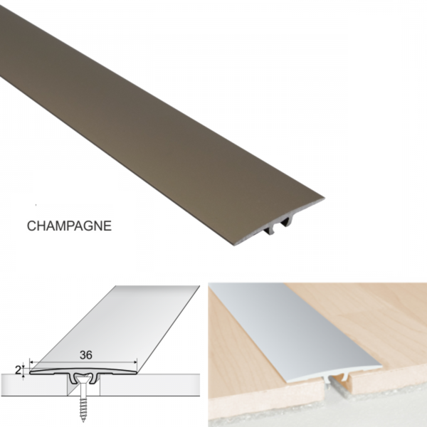 36mm Aluminium Door Threshold for Luxury Click Vinyl Flooring