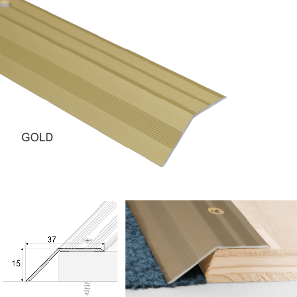 Non Slip 37mm Wide Aluminium Door Floor Trim Carpet Thresholds Ramp