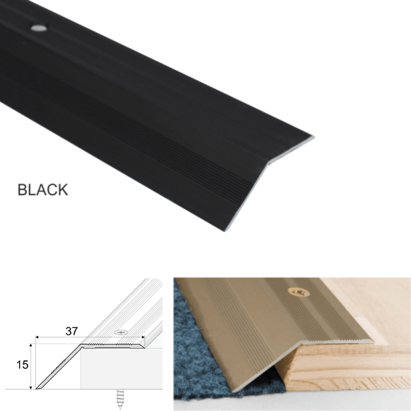Non Slip 37mm Wide Aluminium Door Floor Trim Carpet Thresholds Ramp
