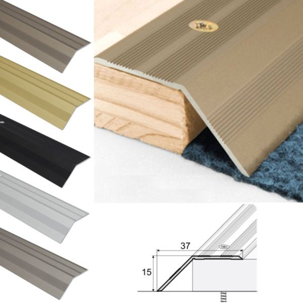 Non Slip 37mm Wide Aluminium Door Floor Trim Carpet Thresholds Ramp