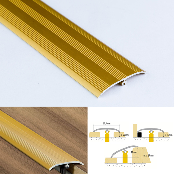 37mm Push-In Aluminium Door Bar Threshold Strip for Laminate and Tile Floors