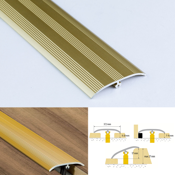 37mm Push-In Aluminium Door Bar Threshold Strip for Laminate and Tile Floors