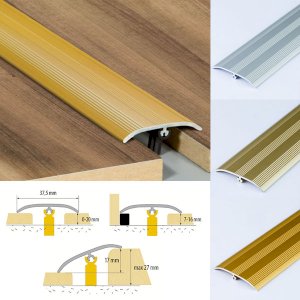 37mm Push-In Aluminium Door Bar Threshold Strip for Laminate and Tile Floors