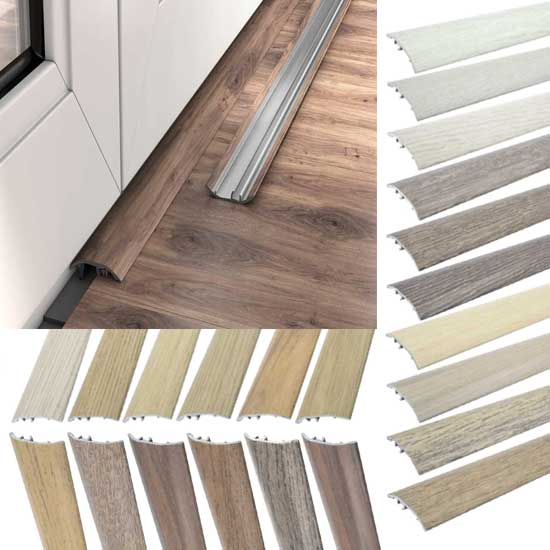 37mm Wood Effect Aluminium Door Threshold Strip Self Adhesive Floor Trim