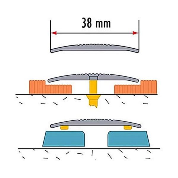38mm Wide Aluminium Carpet Threshold Cover Perfect for Home or Commercial Use