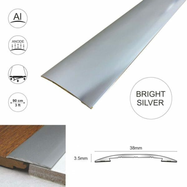 38mm Wide Self-Adhesive Euro Cover Strip for Wood, Vinyl, and Tile Floor Thresholds
