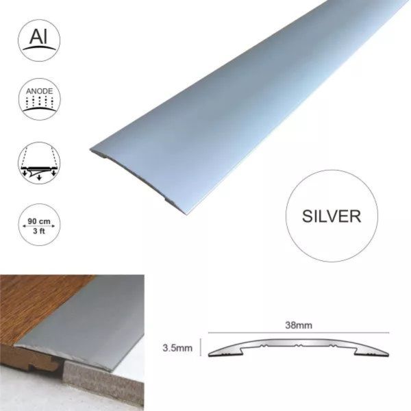 38mm Wide Self-Adhesive Euro Cover Strip for Wood, Vinyl, and Tile Floor Thresholds