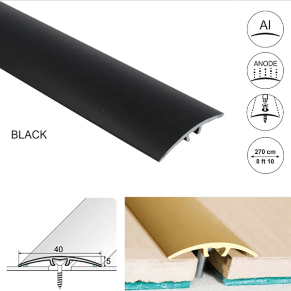 40mm Wide Aluminium Threshold for Wood, Laminate, Carpet, Vinyl, and Tile Floor Transitions