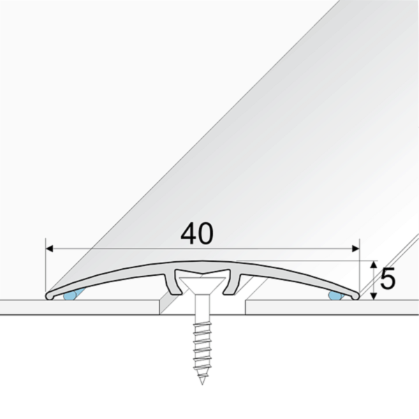 40mm Wide Aluminium Threshold for Wood, Laminate, Carpet, Vinyl, and Tile Floor Transitions