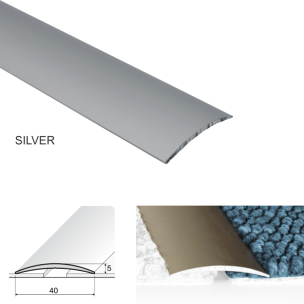 Self Adhesive 40mm Wide Aluminium Door Thresholds For Joining Wooden Or Carpet Floors