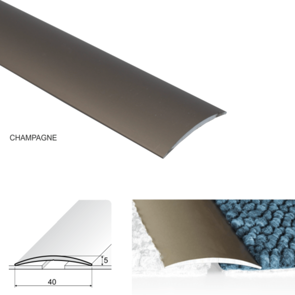 Self Adhesive 40mm Wide Aluminium Door Thresholds For Joining Wooden Or Carpet Floors
