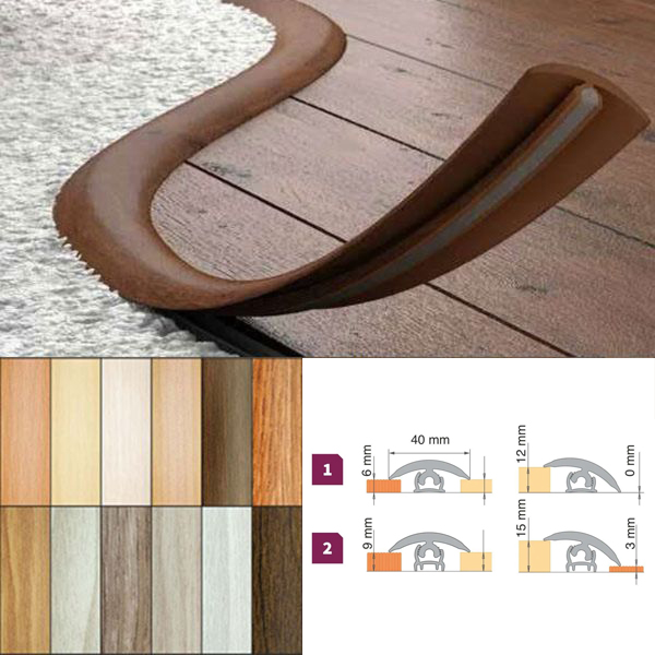 40mm PVC Flexible Transition Flooring Door Threshold Profile 
