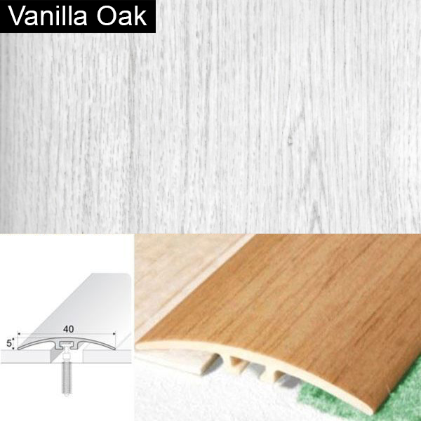 40mm PVC Wood Effect Door Threshold Strip with Screw Fixing