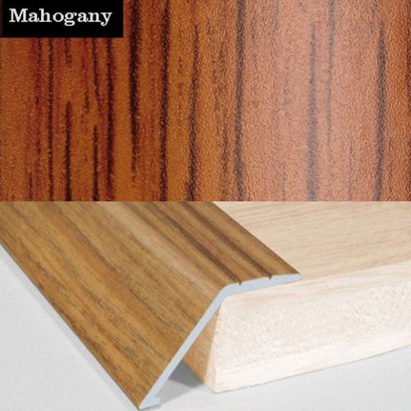 41mm Wide Aluminium Door Floor Trim in Wood Finish with 16mm Ramp for Carpet