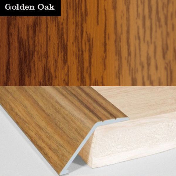 41mm Wide Aluminium Door Floor Trim in Wood Finish with 16mm Ramp for Carpet