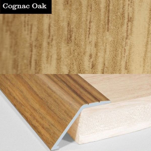 41mm Wide Aluminium Door Floor Trim in Wood Finish with 16mm Ramp for Carpet