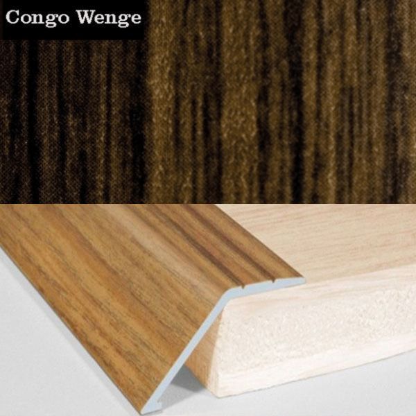 41mm Wide Aluminium Door Floor Trim in Wood Finish with 16mm Ramp for Carpet