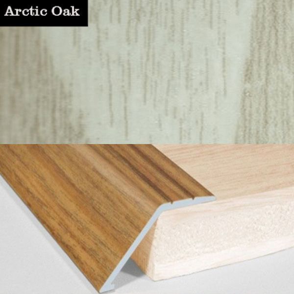 41mm Wide Aluminium Door Floor Trim in Wood Finish with 16mm Ramp for Carpet