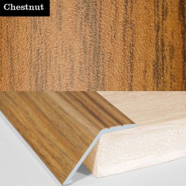 41mm Wide Aluminium Door Floor Trim in Wood Finish with 16mm Ramp for Carpet