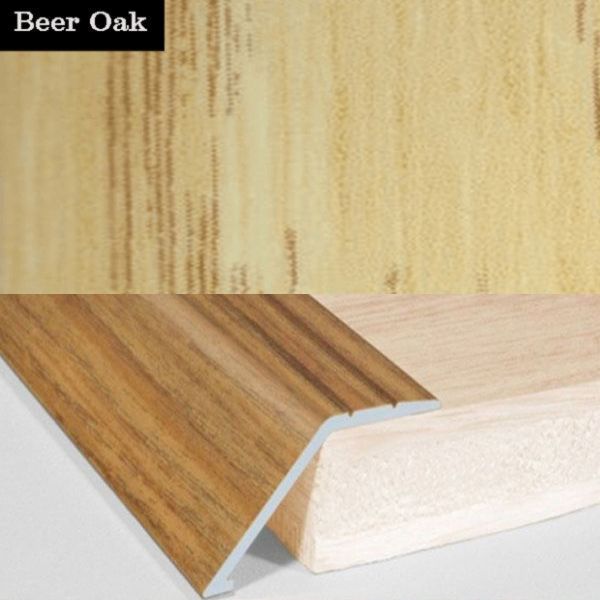41mm Wide Aluminium Door Floor Trim in Wood Finish with 16mm Ramp for Carpet