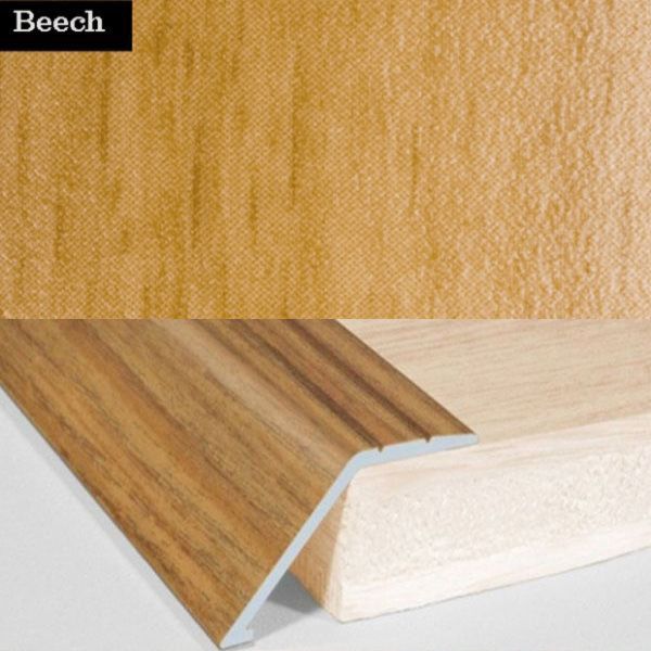 41mm Wide Aluminium Door Floor Trim in Wood Finish with 16mm Ramp for Carpet