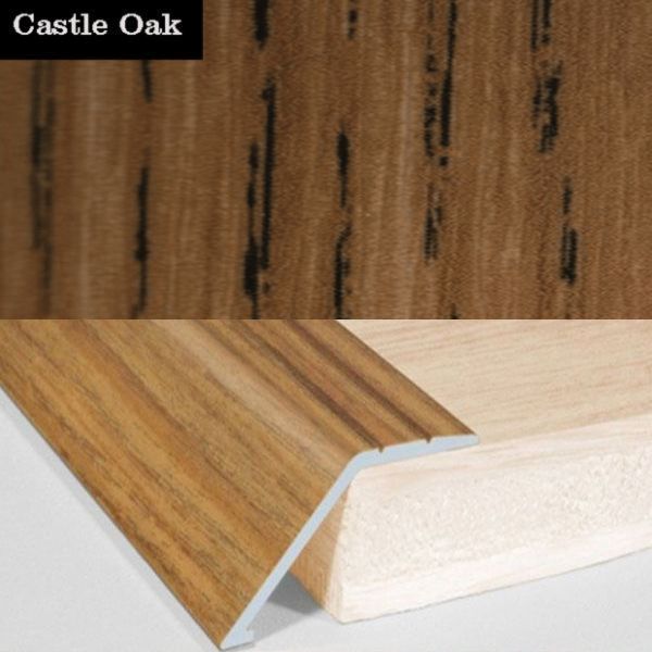 41mm Wide Aluminium Door Floor Trim in Wood Finish with 16mm Ramp for Carpet