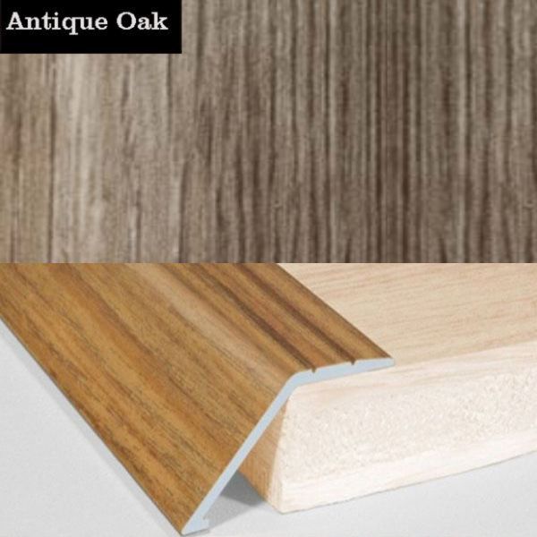 41mm Wide Aluminium Door Floor Trim in Wood Finish with 16mm Ramp for Carpet