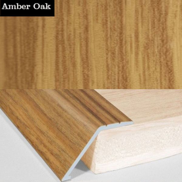 41mm Wide Aluminium Door Floor Trim in Wood Finish with 16mm Ramp for Carpet
