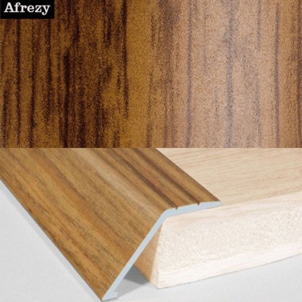 41mm Wide Aluminium Door Floor Trim in Wood Finish with 16mm Ramp for Carpet