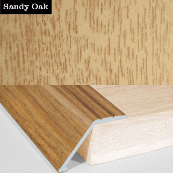 41mm Wide Aluminium Door Floor Trim in Wood Finish with 16mm Ramp for Carpet