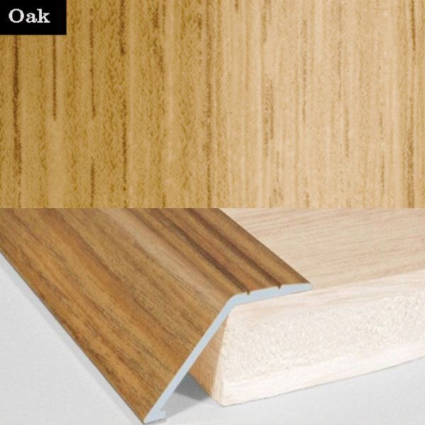 41mm Wide Aluminium Door Floor Trim in Wood Finish with 16mm Ramp for Carpet