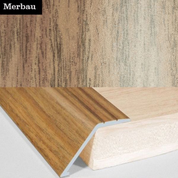 41mm Wide Aluminium Door Floor Trim in Wood Finish with 16mm Ramp for Carpet