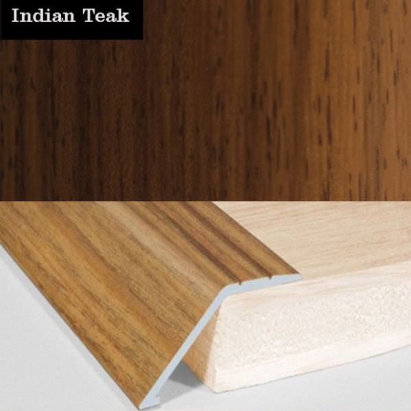 41mm Wide Aluminium Door Floor Trim in Wood Finish with 16mm Ramp for Carpet