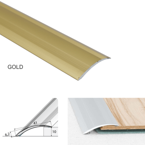 Self Adhesive 41mm Aluminium Door Thresholds For Wooden, Laminate, & Carpet Vinyl Flooring