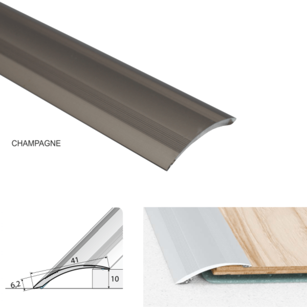 Self Adhesive 41mm Aluminium Door Thresholds For Wooden, Laminate, & Carpet Vinyl Flooring
