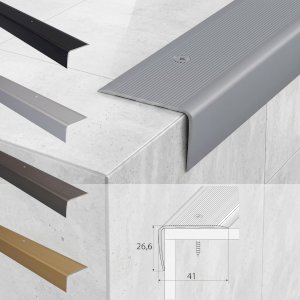 41mm x 26.6mm Non Slip Aluminium Ribbed Stair Nosing for Stair Treads Protection