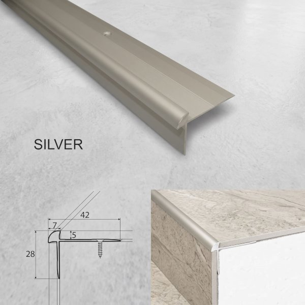 42mm x 28mm Aluminium Luxury Click Vinyl Flooring Stairs Nosing