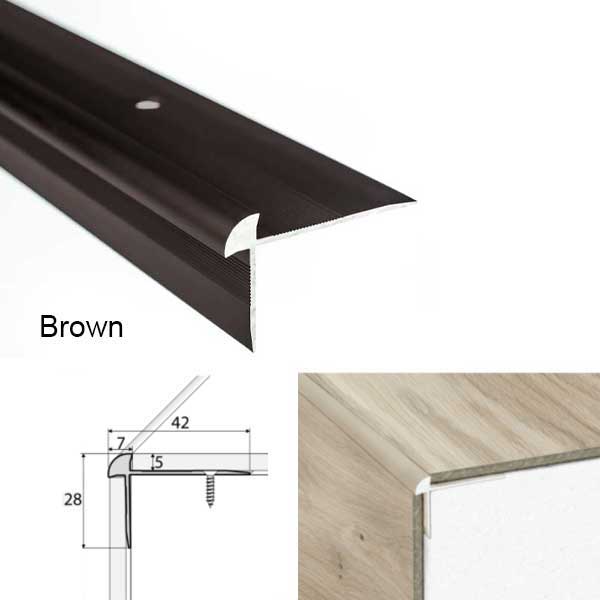 42mm x 28mm Aluminium Luxury Click Vinyl Flooring Stairs Nosing