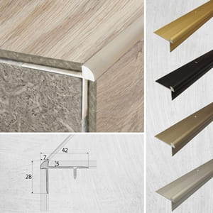 42mm x 28mm Aluminium Luxury Click Vinyl Flooring Stairs Nosing