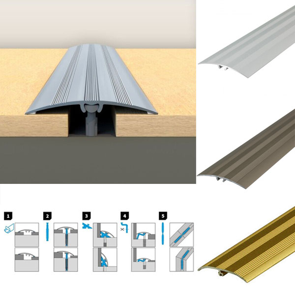 47mm Aluminium Threshold Strip for Door Bars with Self-Adhesive Transition