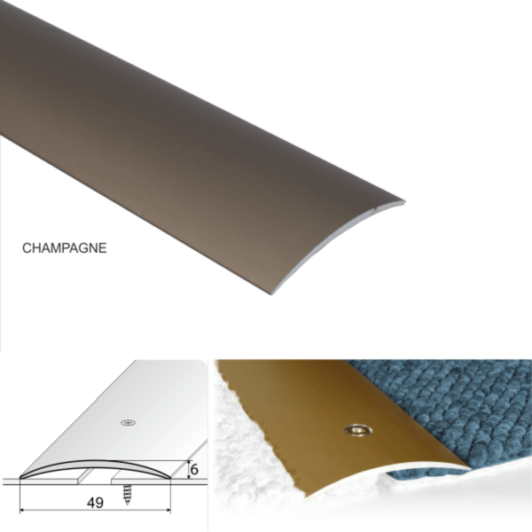 49mm Aluminium Door Floor Trim for Wood and Carpet Floor Connections